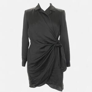 ELOQUII Wrap Blazer Dress w/ Tie Waist Black – Size 14
